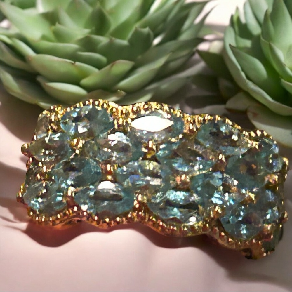 Madagascar Paraiba Apatite Ring 3.14ctw Vermeil Yellow Gold & Sterling Silver